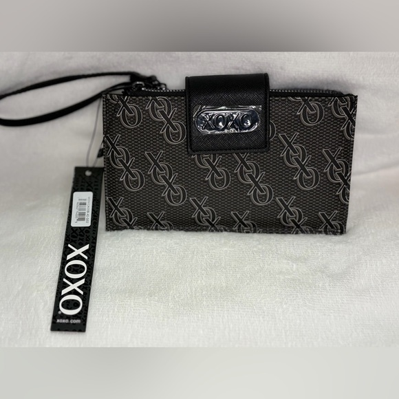 XOXO Handbags - XOXO Monogram Black and Gray Clutch